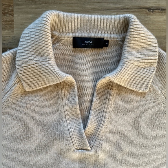 Arch4 Thick Cashmere Clifton Gate Long
Sleeve Polo Sweater Beige Size Medium - Picture 6 of 10